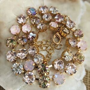 Sweetly Soft Pink AB Swarovski Necklace In 18K Gold Plated